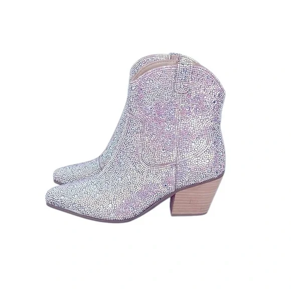 Women's New Sparkling Rhinestone Shayne Western style ankle boot WOMENS size 8.5 - Picture 8 of 13